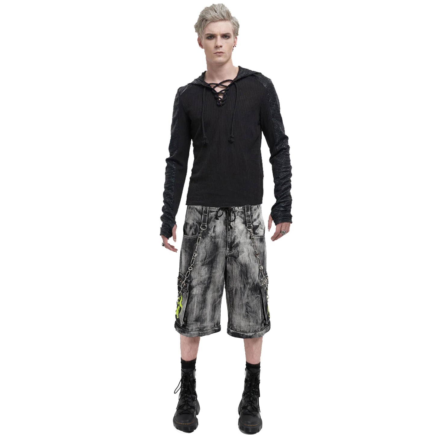 Gothic Men's Biohazard Black Denim Storm Wash Short