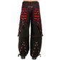 Gothic Extreme Bondage Skater Red & Black Punk Rocker Cyber Steampunk Biker Pant