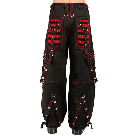 Gothic Extreme Bondage Skater Red &amp; amp Black Punk Rocker Cyber Steampunk Biker Pant
