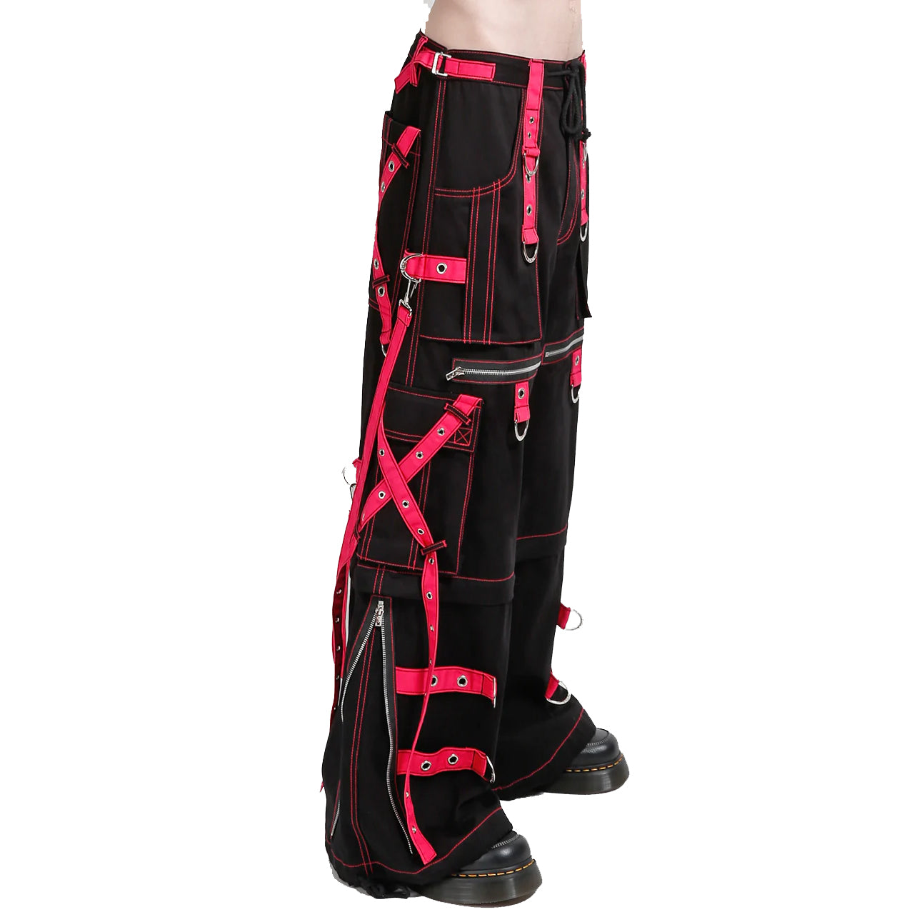 Gothic X-Strap Zip Off Pant Black/Pink