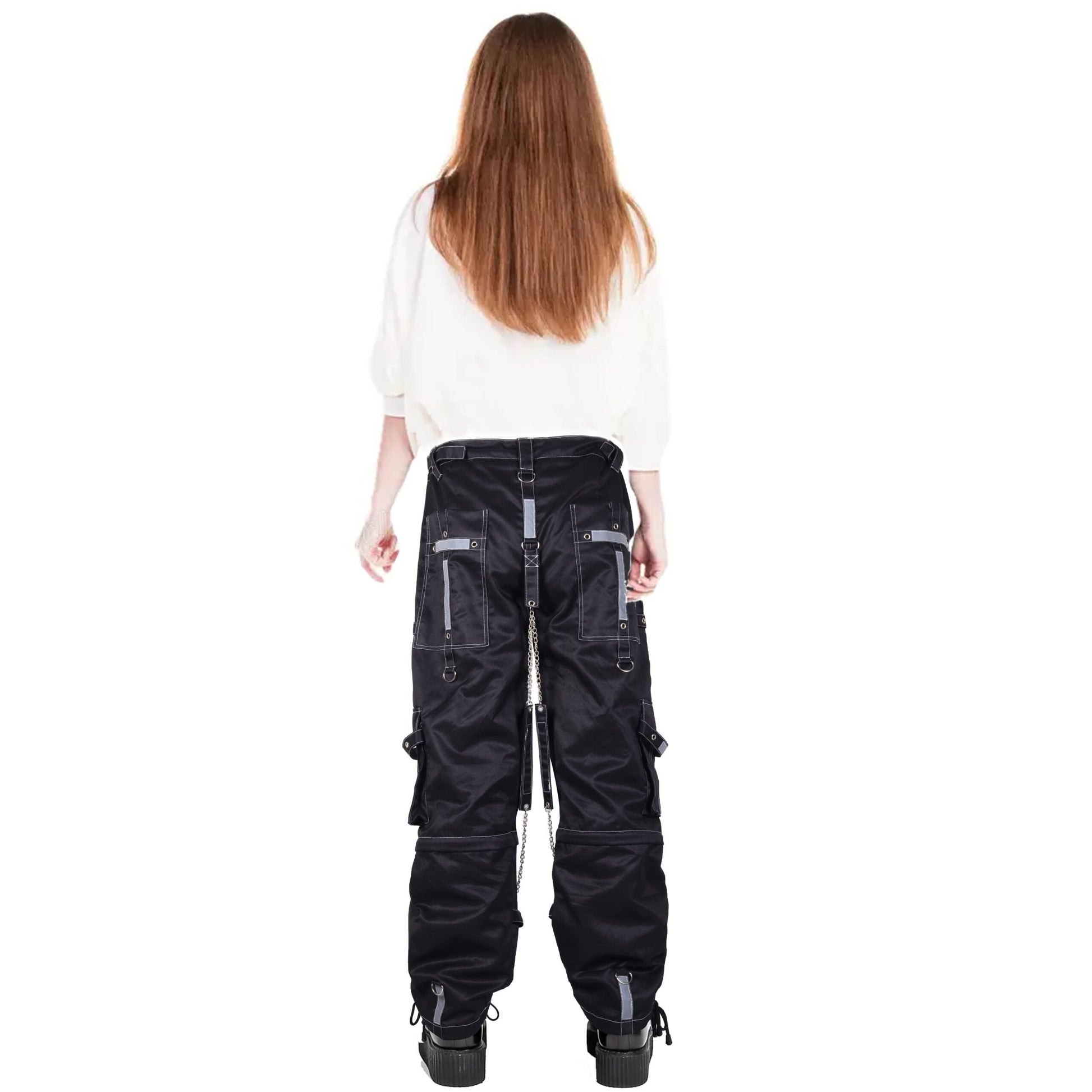 Women's Bondage Reflective Alternative Punk Rock Emo Trouser Pant Shorts