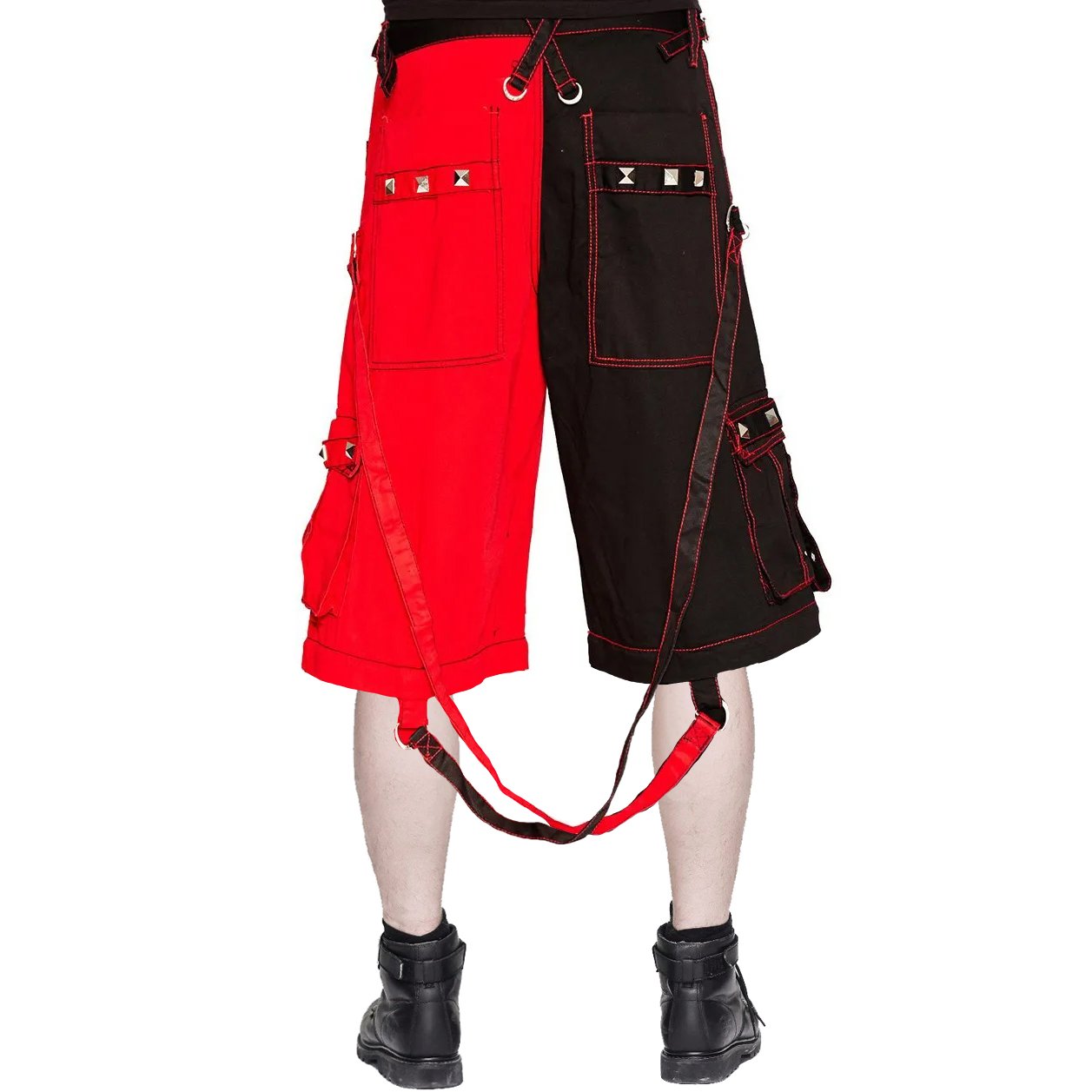 Mens Bondage Trouser Punk Rock Transformer Baggy Black Split Shorts Emo