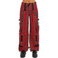 Gothic Bondage Red Plaid Men Pant Alternative Punk Rock Emo Trouser Pant Shorts