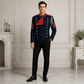 Blue Military Jacket Red Collar Parade Coat Gothic Stage Jacket Mens Performance Jacket