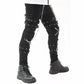Gothic Bondage Rock Black Punk Buckle Zips Chain Strap Trousers Trip Pants Usa