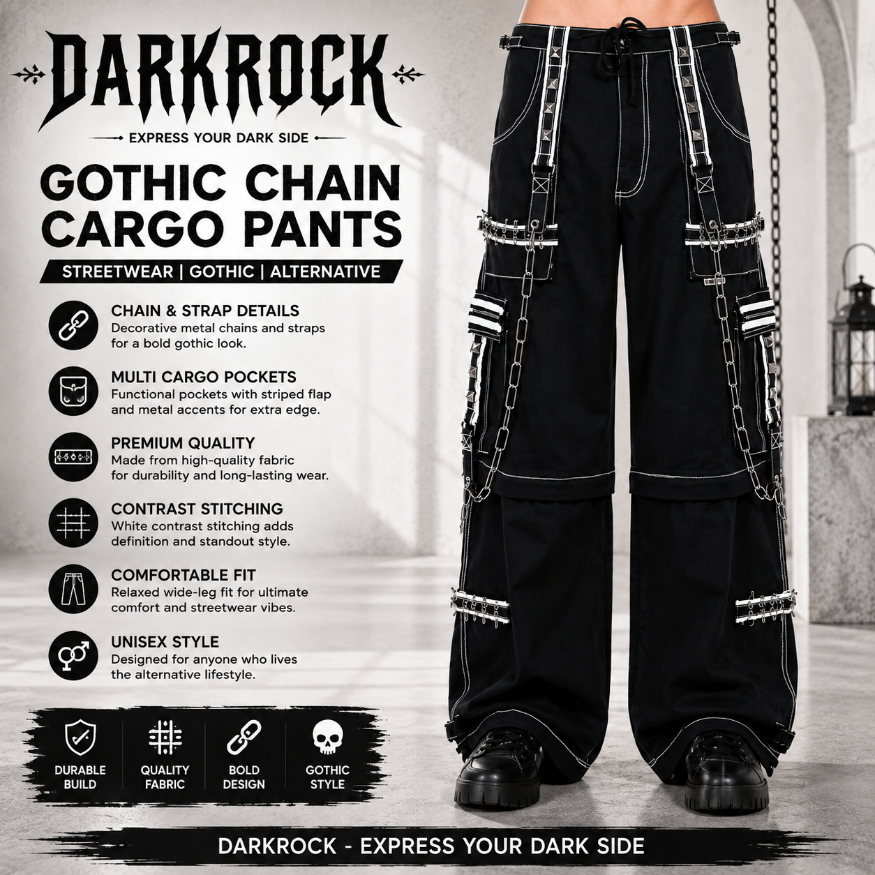 Gothic Jeans Apocalyptic Punke Mo Pants/USA Crazy Piper Goth Cyber Pants