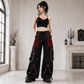 Gothic Extreme Bondage Skater Red & Black Punk Rocker Cyber Steampunk Biker Pant