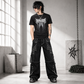 Prime Quality Gothic Men's Black Bondage Gothic Cyber Pant Chain Techno Rock Punk Shorts Trouser Pants USA