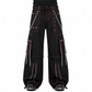 Men's Electro Bondage Gothic Red Stitch Rave Gothic Cyber Chain Goth Jeans Punk Rock Pants USA