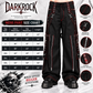 Gothic Mens Black Bondage Red Back Skull Punk Rock Pants