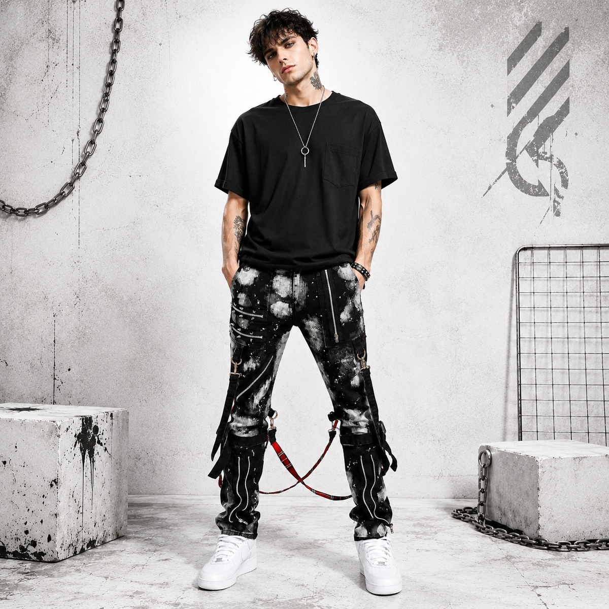 Prime Quality Handmade Men Gothic Bondage Day Walker Pant Alternative Punk Rock Bleach Emo Pants USA