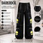 Gothic Bondage Black Lime Big Skull Men Pant Alternative Punk Rock Jeans Emo Trouser Pant Shorts USA