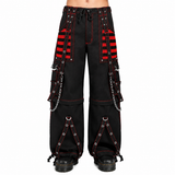 Gothic Extreme Bondage Skater Red & Black Punk Rocker Cyber Steampunk Biker Pant