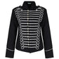 Women's Emo Punk Goth Napoleon Military Drummer Parade Jacket Black Silver