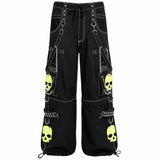 Gothic Bondage Black Lime Big Skull Men Pant Alternative Punk Rock Jeans Emo Trouser Pant Shorts USA