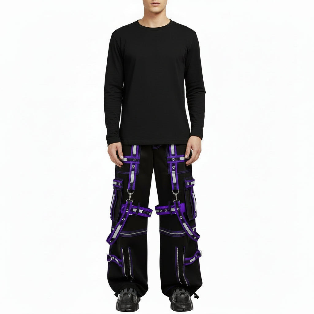 Mens Extreme Bondage Gothic Electro Reflector Black/purple Pant Shorts Usa