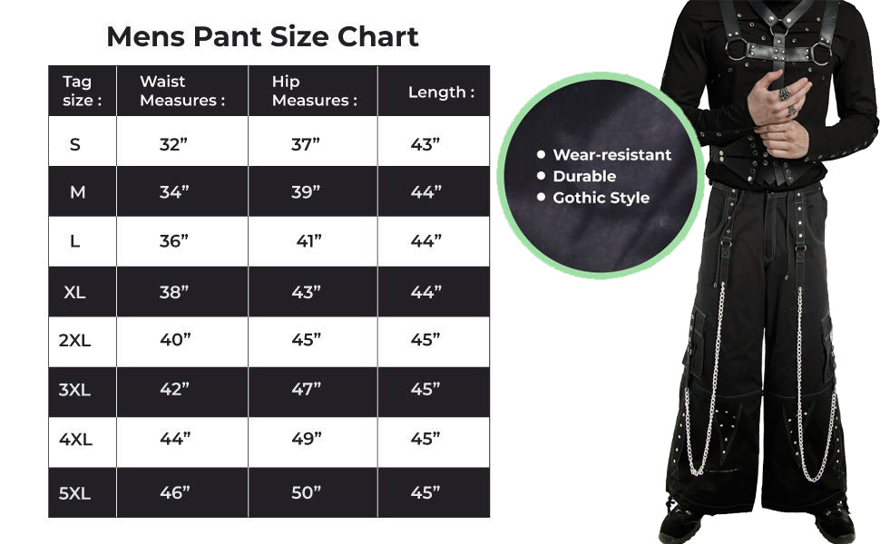 Gothic Men Gothic Cool Cyber Bondage Baggy Pants