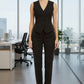 Women's V-Neck Suit Vest 4 Button Formal Office Work Business Sleeveless Vests For Women Waistcoat