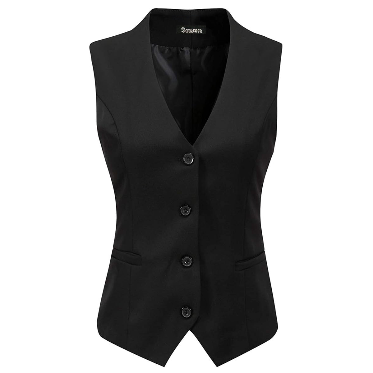 Women's V-Neck Suit Vest 4 Button Formal Office Work Business Sleeveless Vests For Women Waistcoat