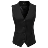 Women's V-Neck Suit Vest 4 Button Formal Office Work Business Sleeveless Vests For Women Waistcoat