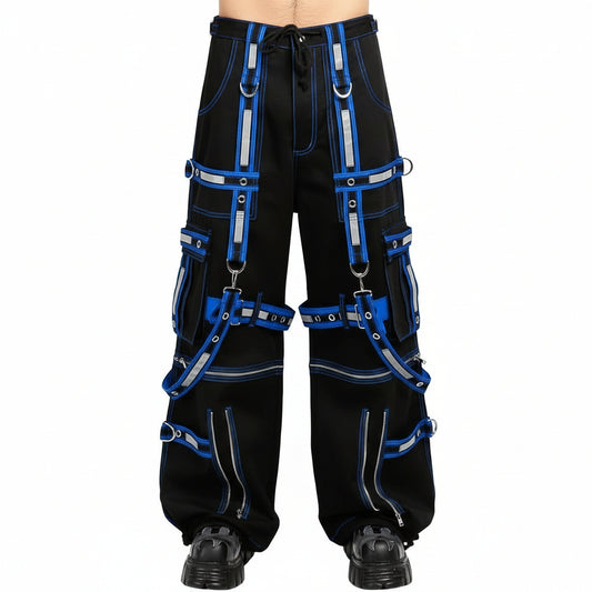 Mens Extreme Bondage Gothic Electro Reflector Black/Blue Pant Shorts Usa