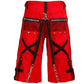 Gothic Bondage Steampunk Rocker Cyber Symbol Shorts Red/Black
