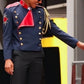 Blue Military Jacket Red Collar Parade Coat Gothic Stage Jacket Mens Performance Jacket