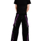 Men's Black Purple Bondage Gothic Cyber Chain Techno Rock Punk Trouser Pants Usa