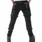 Gothic Bondage Rock Black Punk Buckle Zips Chain Strap Trousers Trip Pants Usa