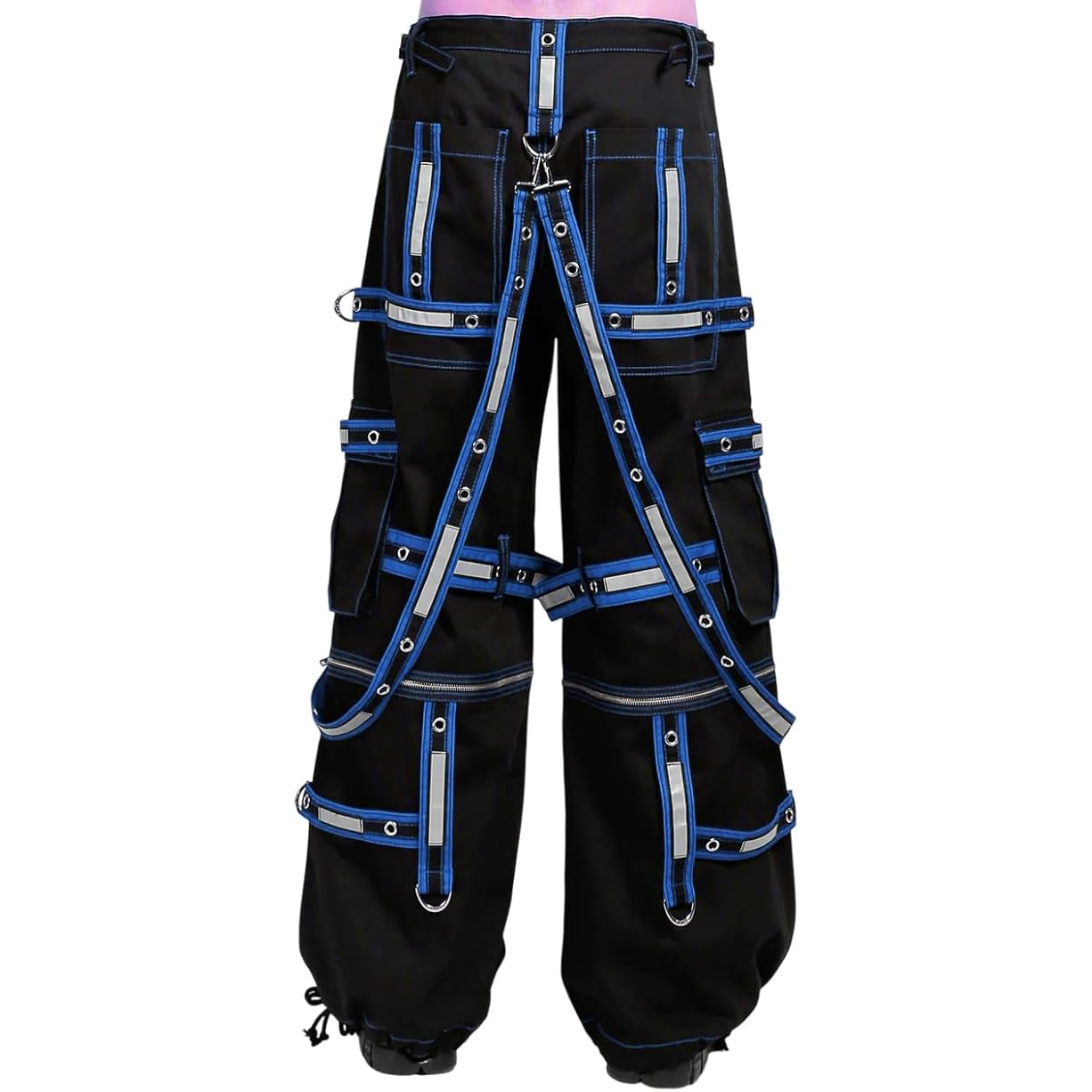 Mens Extreme Bondage Gothic Electro Reflector Black/Blue Pant Shorts Usa