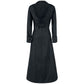 Gothic Ladies Black Long Wool Coat With Wide Collar