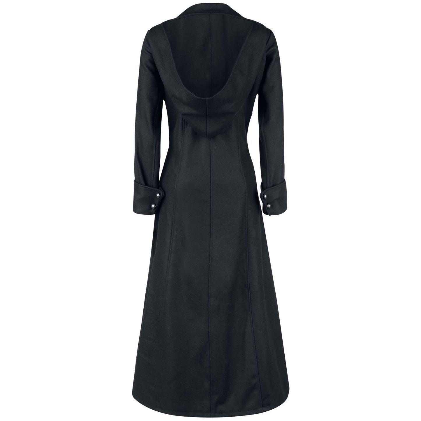 Gothic Ladies Black Long Wool Coat With Wide Collar