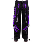 Mens Gothic Punk Black Purple Bondage Pant Chain Techno Rock Punk Usa