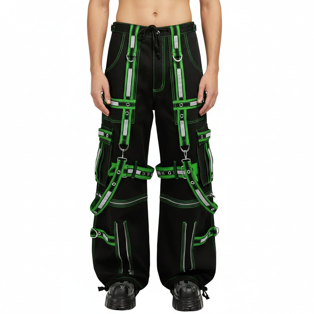 Mens Extreme Bondage Gothic Electro Reflector Black/Green Pant Shorts Usa