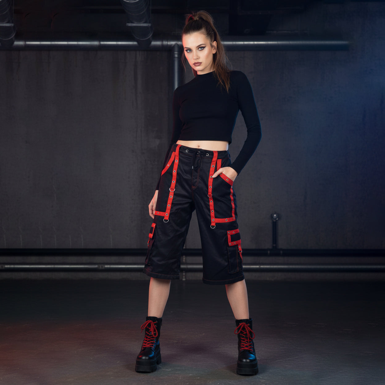 Men's Handmade Bondage Gothic Cyber Techno Rock Punk Shorts