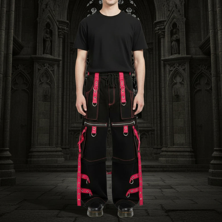 Gothic X-Strap Zip Off Pant Black/Pink