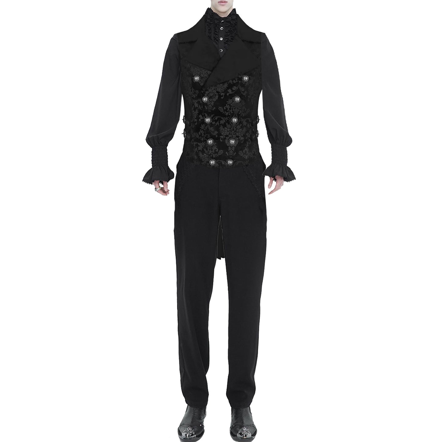 Gothic Punk Rave Arcana Men's Tailcoat Vest Black Grey
