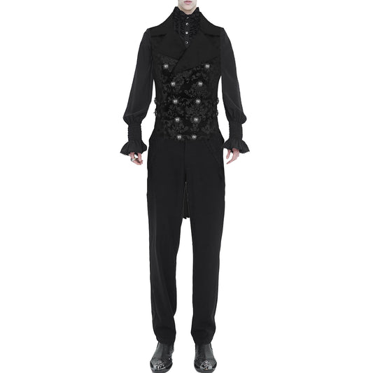 Gothic Punk Rave Arcana Men's Tailcoat Vest Black Grey