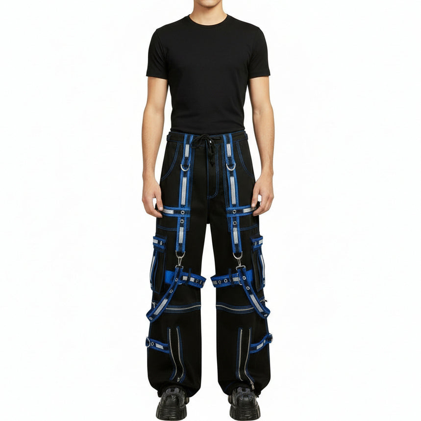 Mens Extreme Bondage Gothic Electro Reflector Black/Blue Pant Shorts Usa