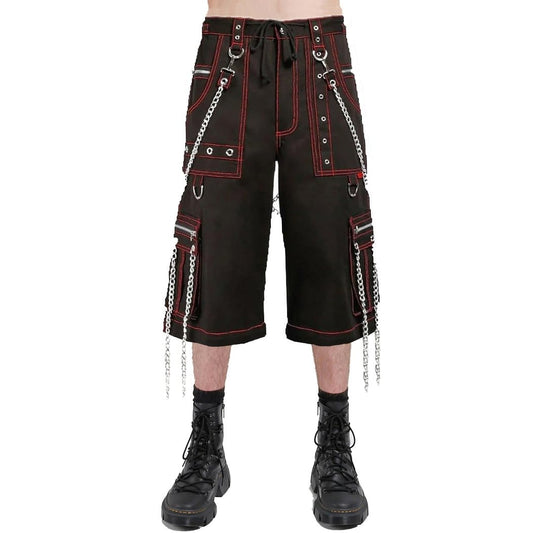 Men's Electro Bondage Gothic Red Stitch Rave Gothic Cyber Chain Gothic Punk Rock Pants
