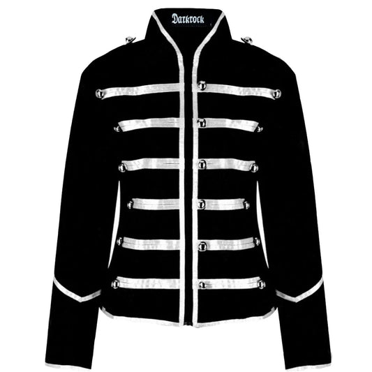 Prime Quality Handmade Women's Black Silver Parade Ladies Jacket Steampunk Military Punk Rock Gothic