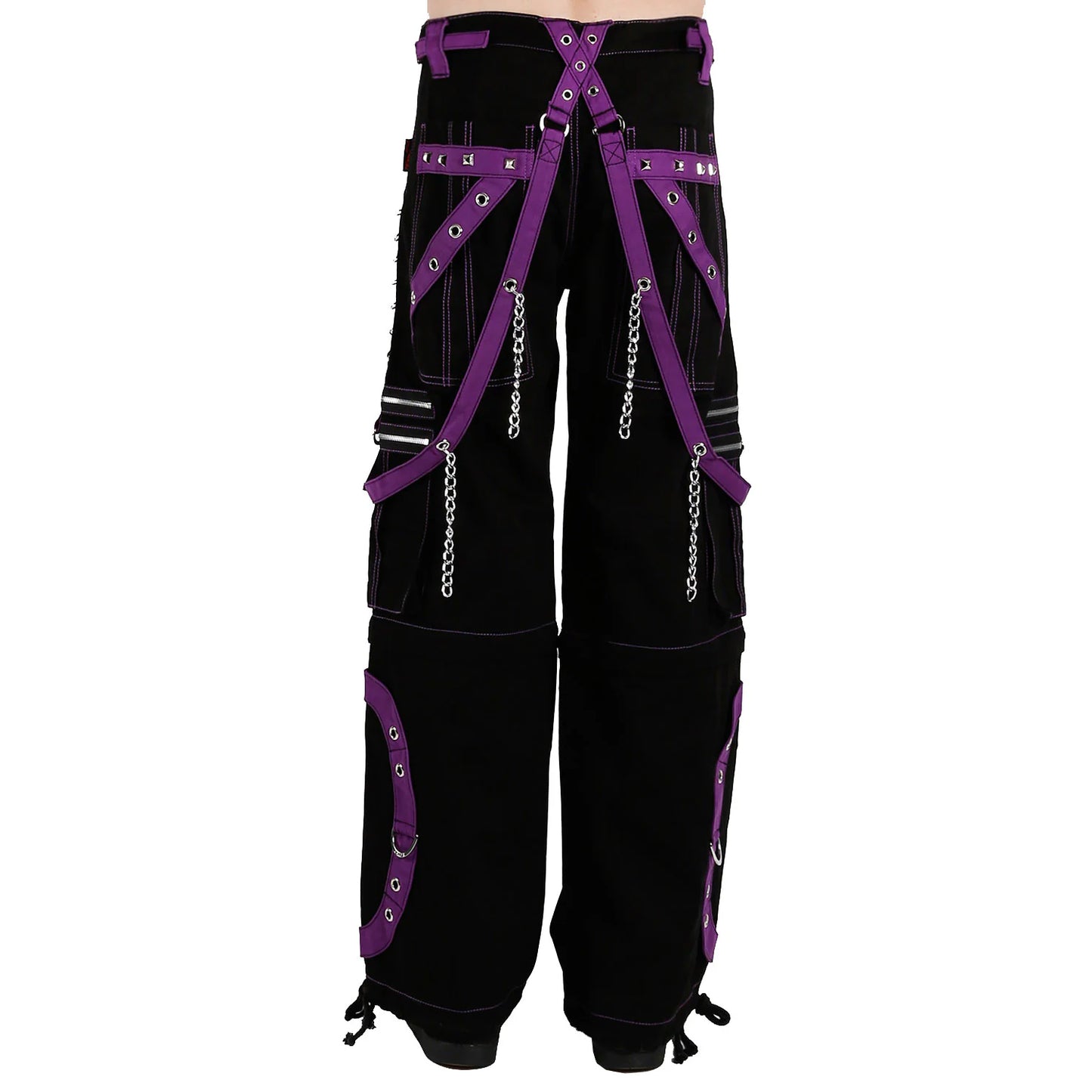 Men's Black Purple Bondage Gothic Cyber Chain Techno Rock Punk Trouser Pants Usa