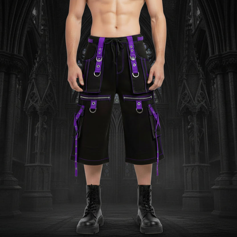 Gothic X-Strap Black Purple Short