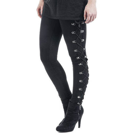 Women's Gothic Style Lace Up Black Leggings