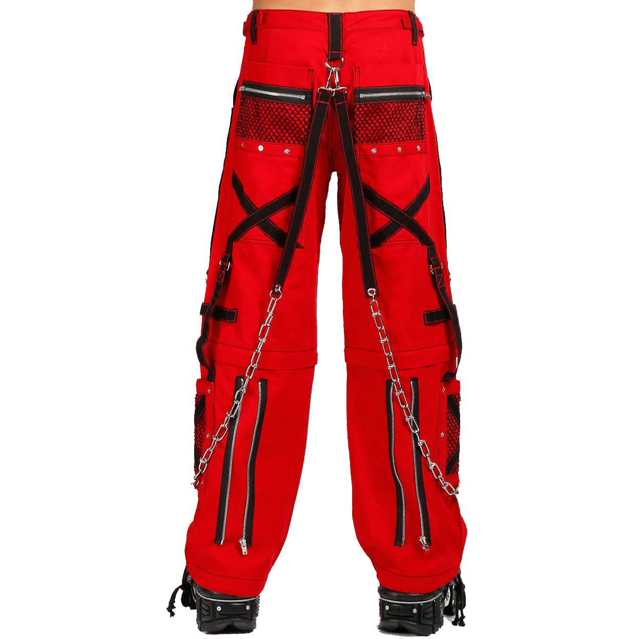 Gothic Bondage Steampunk Rocker Cyber Symbol Pants Red/Black