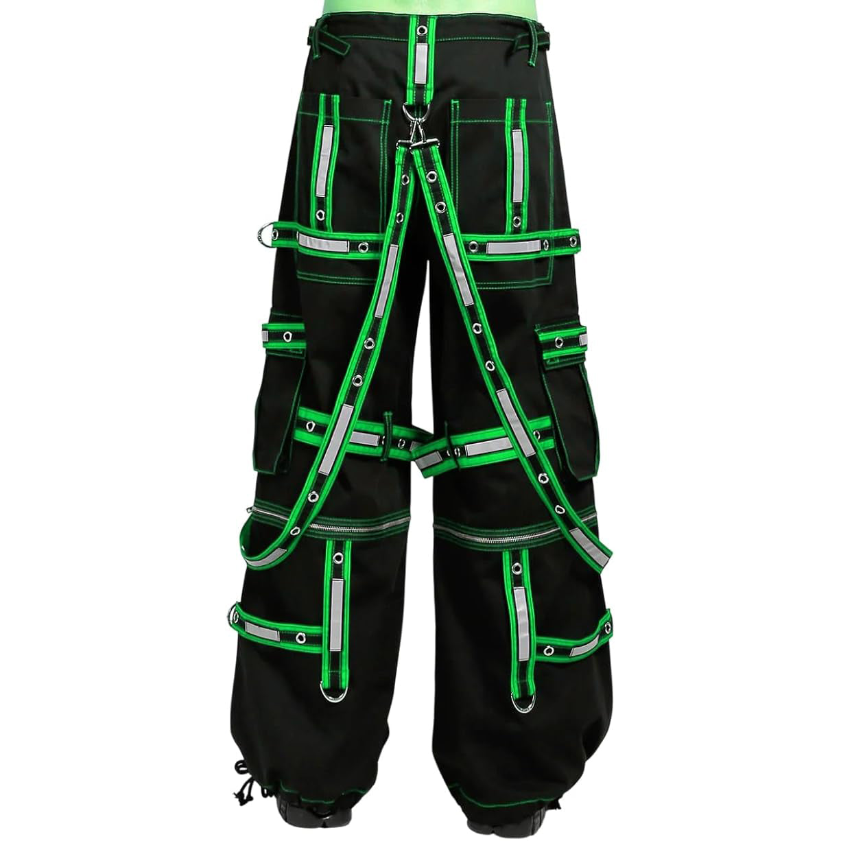 Mens Extreme Bondage Gothic Electro Reflector Black/Green Pant Shorts Usa