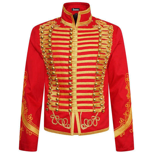 Men’s Adam Luxe Military Drummer Jacket – Red Parade Hussar Style