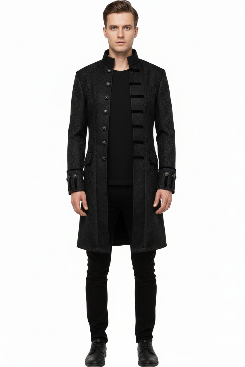 Mens Vintage Black Steampunk Jacket Victorian Tailcoat Gothic Vampire Cosplay Halloween