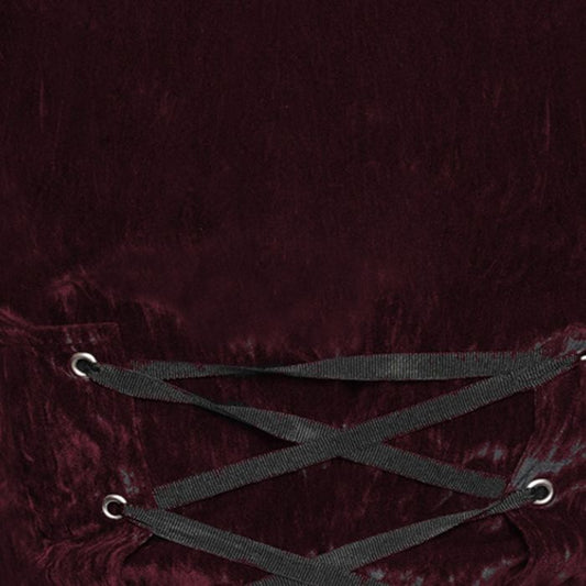 Women's Handmade Maroon Velvet Gothic Steampunk Gothic Long Coat