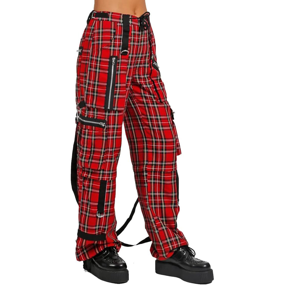 Gothic Bondage Red Plaid Men Pant Alternative Punk Rock Emo Trouser Pant Shorts